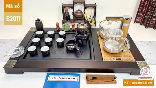 bộ bàn trà điện thông minh đa năng gỗ mặt đá thiết kế đẹp B2011