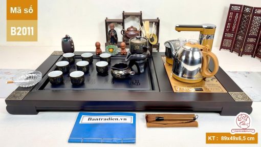 bộ bàn trà điện thông minh đa năng gỗ mặt đá thiết kế đẹp B2011