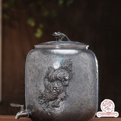 bình nước bạc nguyên chất chế tác thủ công tinh xảo BNB318