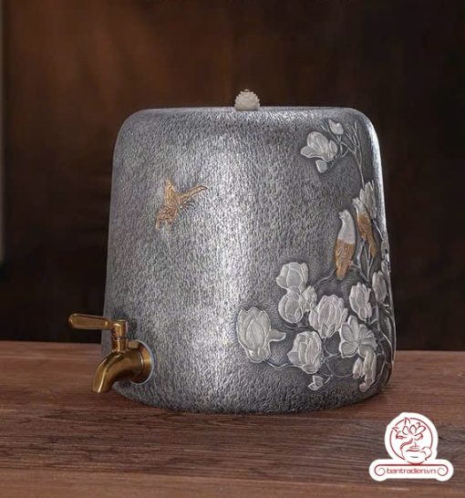 bình nước bạc nguyên chất chế tác thủ công tinh xảo BNB312