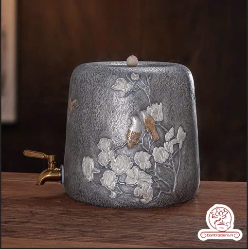 bình nước bạc nguyên chất chế tác thủ công tinh xảo BNB312