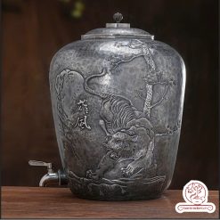 Bình nước bạc nguyên chất chế tác thủ công BNB316