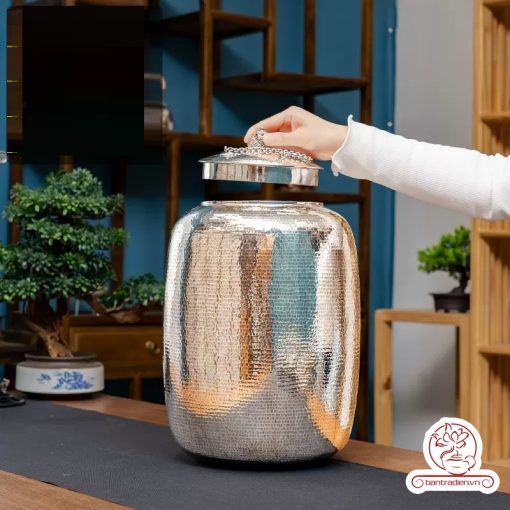 bình nước bạc nguyên chất chế tác thủ công tinh xảo BNB301