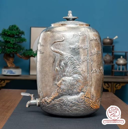 bình nước bạc nguyên chất chế tác thủ công tinh xảo BNB302