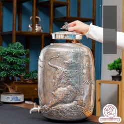 bình nước bạc nguyên chất chế tác thủ công tinh xảo BNB302