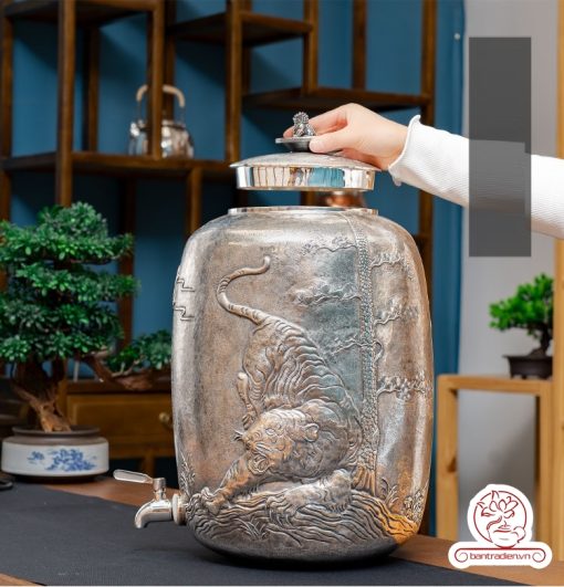 bình nước bạc nguyên chất chế tác thủ công tinh xảo BNB302