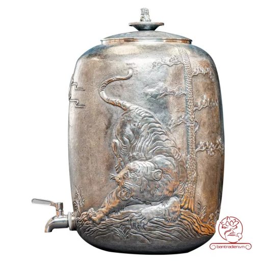 bình nước bạc nguyên chất chế tác thủ công tinh xảo BNB302