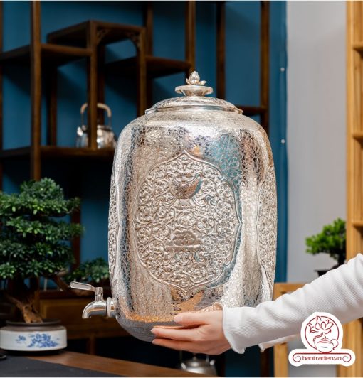 bình nước bạc nguyên chất chế tác thủ công tinh xảo BNB303