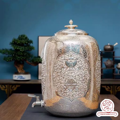 bình nước bạc nguyên chất chế tác thủ công tinh xảo BNB303