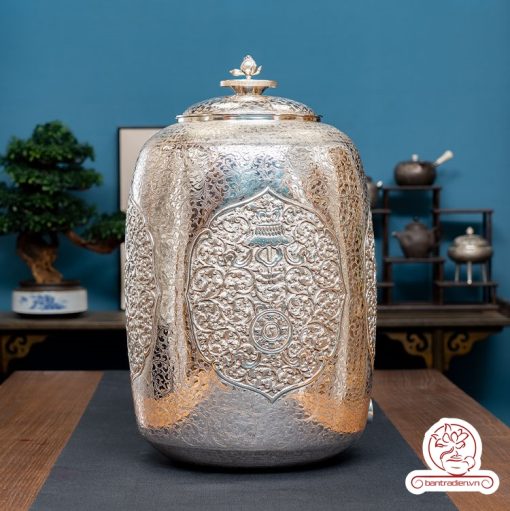 bình nước bạc nguyên chất chế tác thủ công tinh xảo BNB303