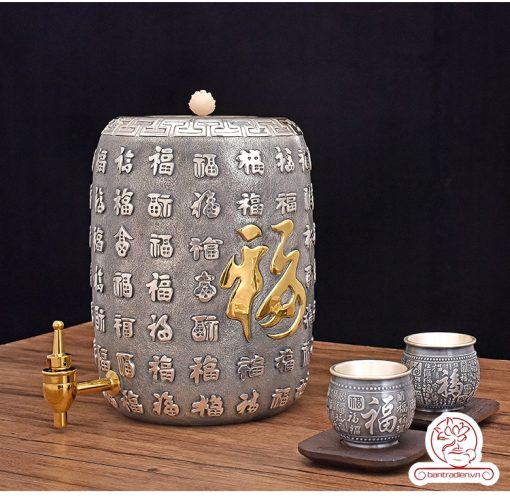 bình nước bạc nguyên chất chế tác thủ công tinh xảo BNB305