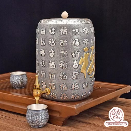 bình nước bạc nguyên chất chế tác thủ công tinh xảo BNB305