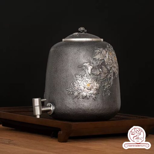 bình nước bạc nguyên chất chế tác thủ công tinh xảo BNB306