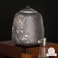 bình nước bạc nguyên chất chế tác thủ công tinh xảo BNB306