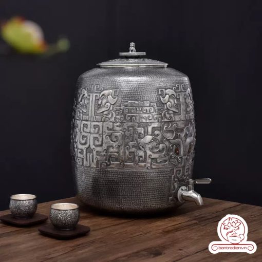 bình nước bạc nguyên chất chế tác thủ công tinh xảo BNB307