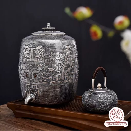 bình nước bạc nguyên chất chế tác thủ công tinh xảo BNB307