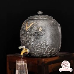 bình nước bạc nguyên chất chế tác thủ công tinh xảo BNB308