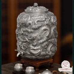 bình nước bạc nguyên chất chế tác thủ công tinh xảo BNB309