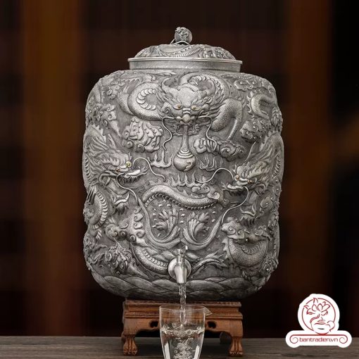 bình nước bạc nguyên chất chế tác thủ công tinh xảo BNB309