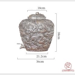bình nước bạc nguyên chất chế tác thủ công tinh xảo BNB310