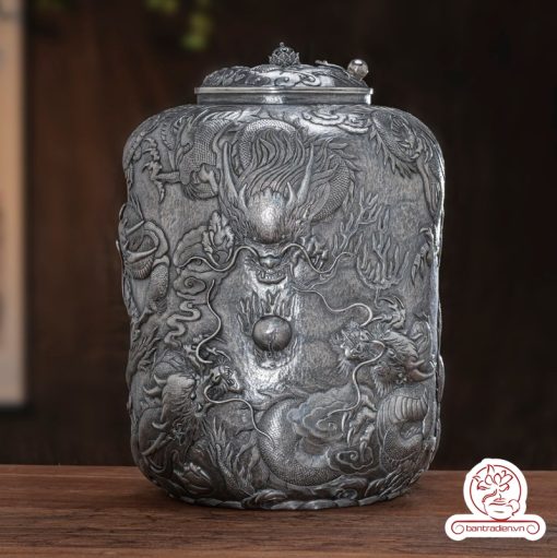 bình nước bạc nguyên chất chế tác thủ công tinh xảo BNB319