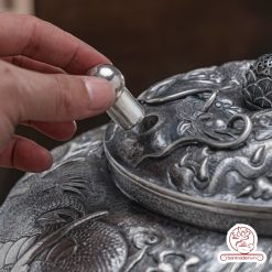 bình nước bạc nguyên chất chế tác thủ công tinh xảo BNB319