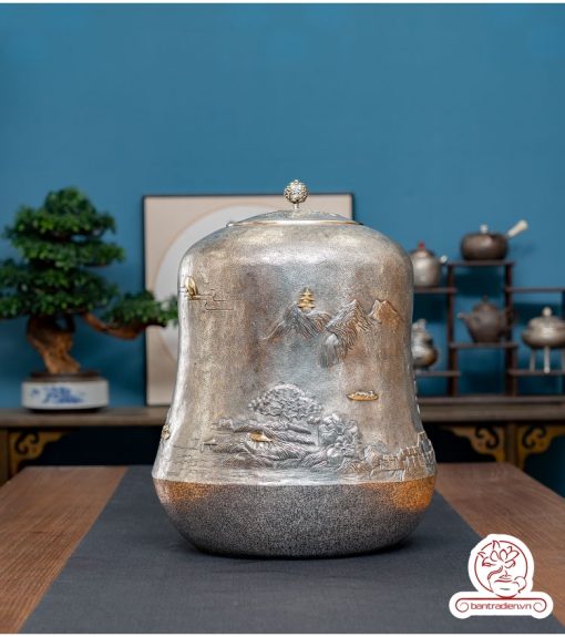 bình nước bạc nguyên chất chế tác thủ công tinh xảo BNB300
