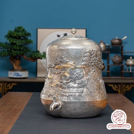bình nước bạc nguyên chất chế tác thủ công tinh xảo BNB300