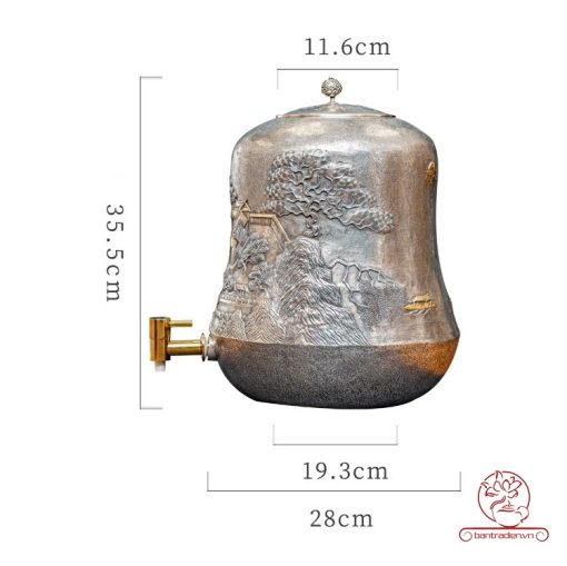 bình nước bạc nguyên chất chế tác thủ công tinh xảo BNB300