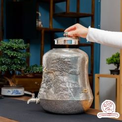 bình nước bạc nguyên chất chế tác thủ công tinh xảo BNB300