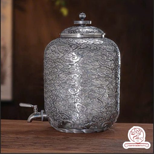 bình nước bạc nguyên chất chế tác thủ công tinh xảo BNB313