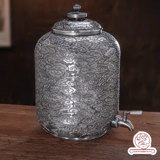 bình nước bạc nguyên chất chế tác thủ công tinh xảo BNB313