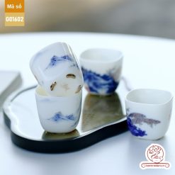 Bộ ấm trà cao cấp sứ trắng Bạch Ngọc Băng Ngưng Đức Hóa G01602