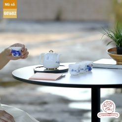 Bộ ấm trà cao cấp sứ trắng Bạch Ngọc Băng Ngưng Đức Hóa G01602