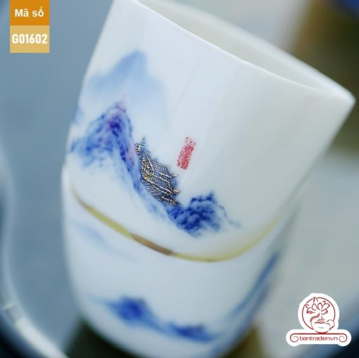 Bộ ấm trà cao cấp sứ trắng Bạch Ngọc Băng Ngưng Đức Hóa G01602