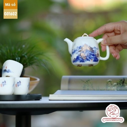 Bộ ấm trà cao cấp sứ trắng Bạch Ngọc Băng Ngưng Đức Hóa G01602