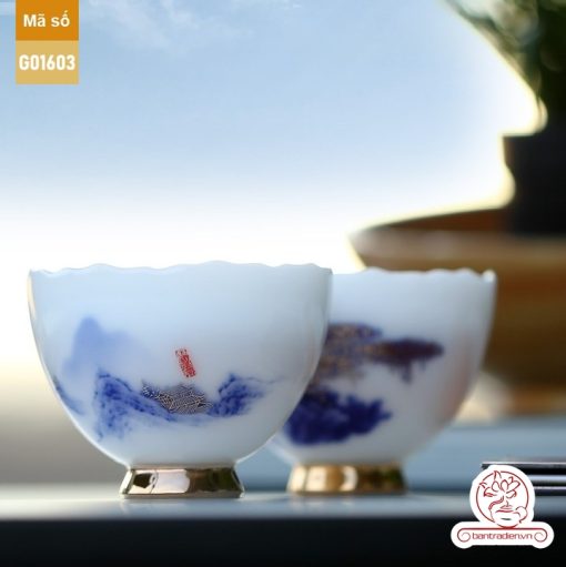 Bộ ấm trà cao cấp sứ trắng Bạch Ngọc Băng Ngưng Đức Hóa G01603