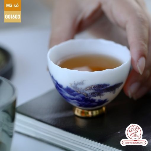 Bộ ấm trà cao cấp sứ trắng Bạch Ngọc Băng Ngưng Đức Hóa G01603