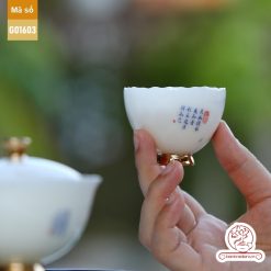Bộ ấm trà cao cấp sứ trắng Bạch Ngọc Băng Ngưng Đức Hóa G01603