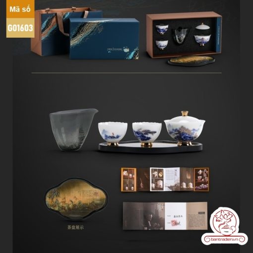 Bộ ấm trà cao cấp sứ trắng Bạch Ngọc Băng Ngưng Đức Hóa G01603