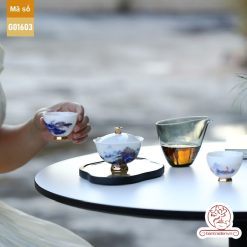 Bộ ấm trà cao cấp sứ trắng Bạch Ngọc Băng Ngưng Đức Hóa G01603