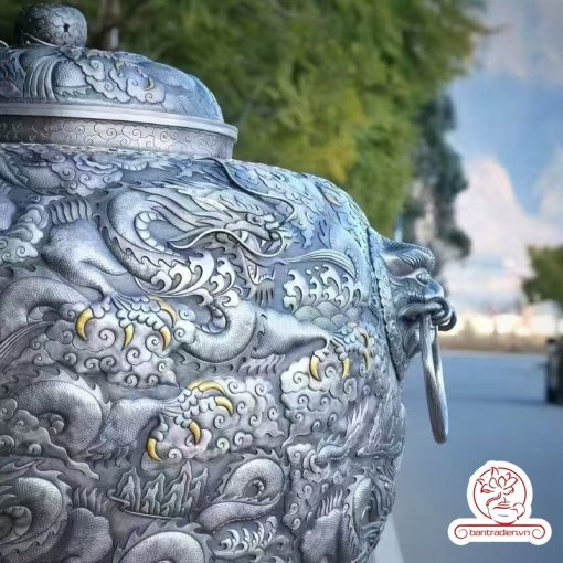 bình nước bạc nguyên chất chế tác thủ công tinh xảo bởi tay nghề đại sư BNB320