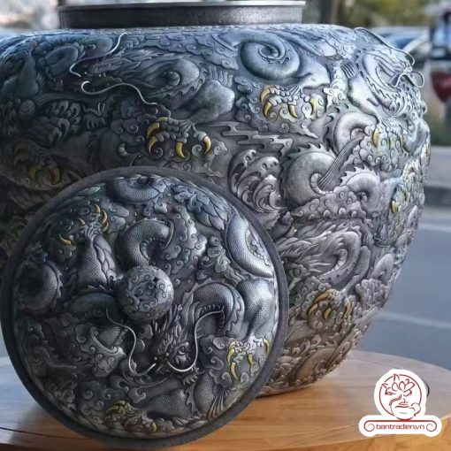 bình nước bạc nguyên chất chế tác thủ công tinh xảo bởi tay nghề đại sư BNB320