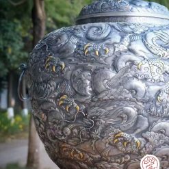bình nước bạc nguyên chất chế tác thủ công tinh xảo bởi tay nghề đại sư BNB320