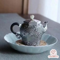 Ấm pha trà bạc nguyên chất cao cấp chế tác thủ công giúp giữ trọn hương thơm và sắc vị trà AB041