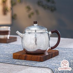 ấm pha trà bạc nguyên chất chế tác thủ công tinh xảo AB050