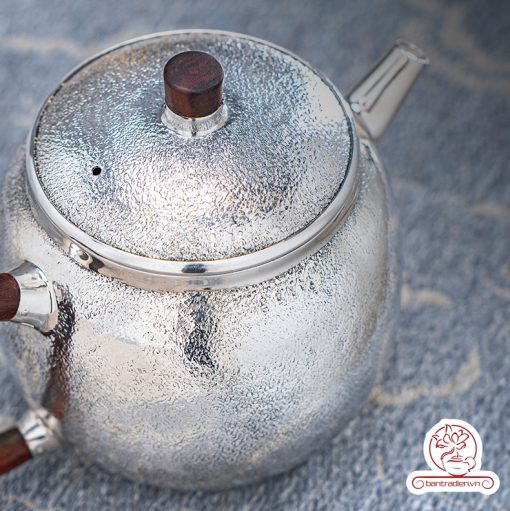ấm pha trà bạc nguyên chất chế tác thủ công tinh xảo AB050