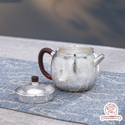 ấm pha trà bạc nguyên chất chế tác thủ công tinh xảo AB050