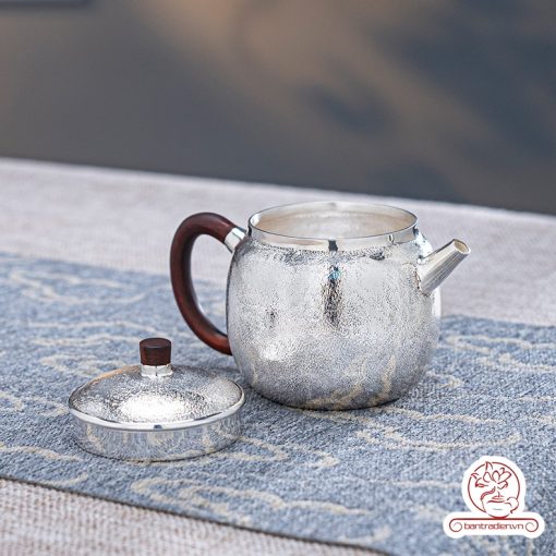 ấm pha trà bạc nguyên chất chế tác thủ công tinh xảo AB050