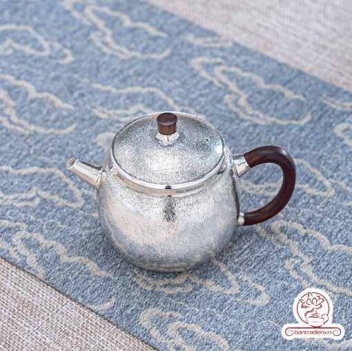 ấm pha trà bạc nguyên chất chế tác thủ công tinh xảo AB050
